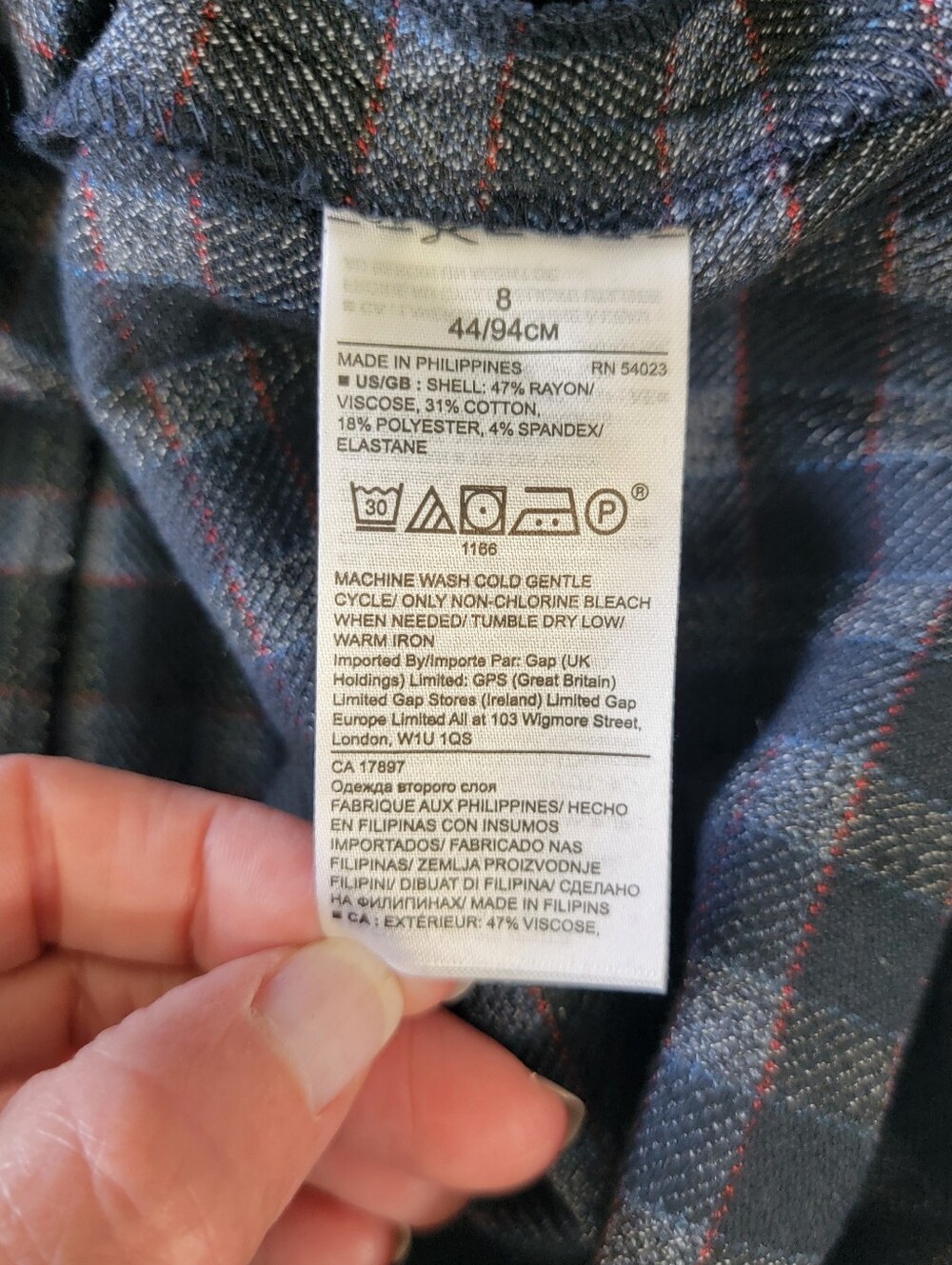 Banana Republic Blue Gray Plaid Tweed Sheath Slit Short Sleeve Midi Dress Sz 8 - Picture 10 of 12